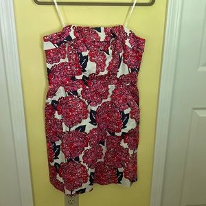 Vineyard Vines Pink Floral Strapless Dress with Pockets